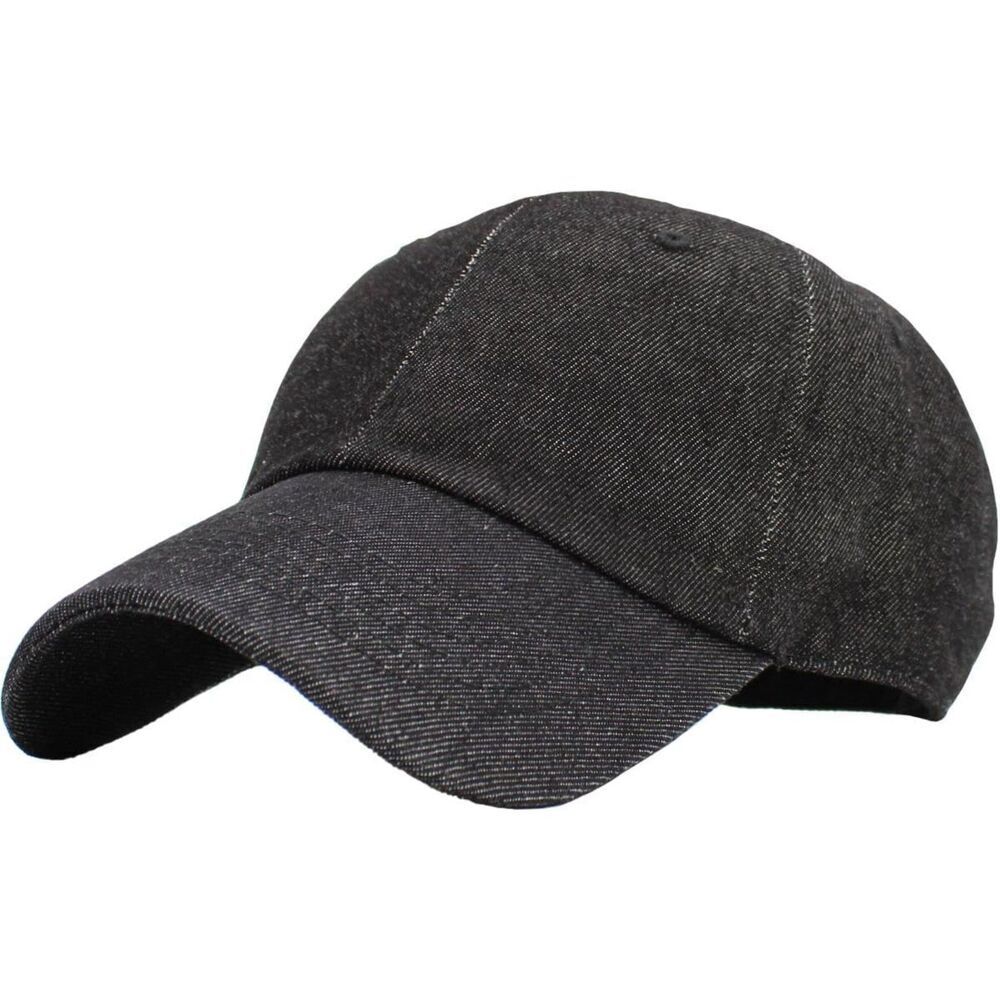 Unisex Black Denim 100% Cotton  Adjustable Classic Drown Baseball Plain Dad Hat